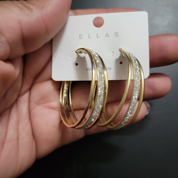 Ella Jewelry - Ellas Dual-Tone Gold and Silver Hoop Earrings